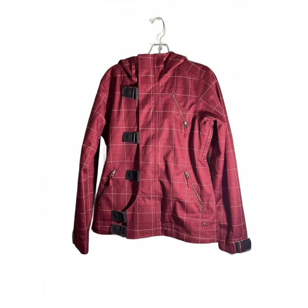 Burton Dryride Ski/Snowboard Red Checkered Jacket with Zipper Pockets Large